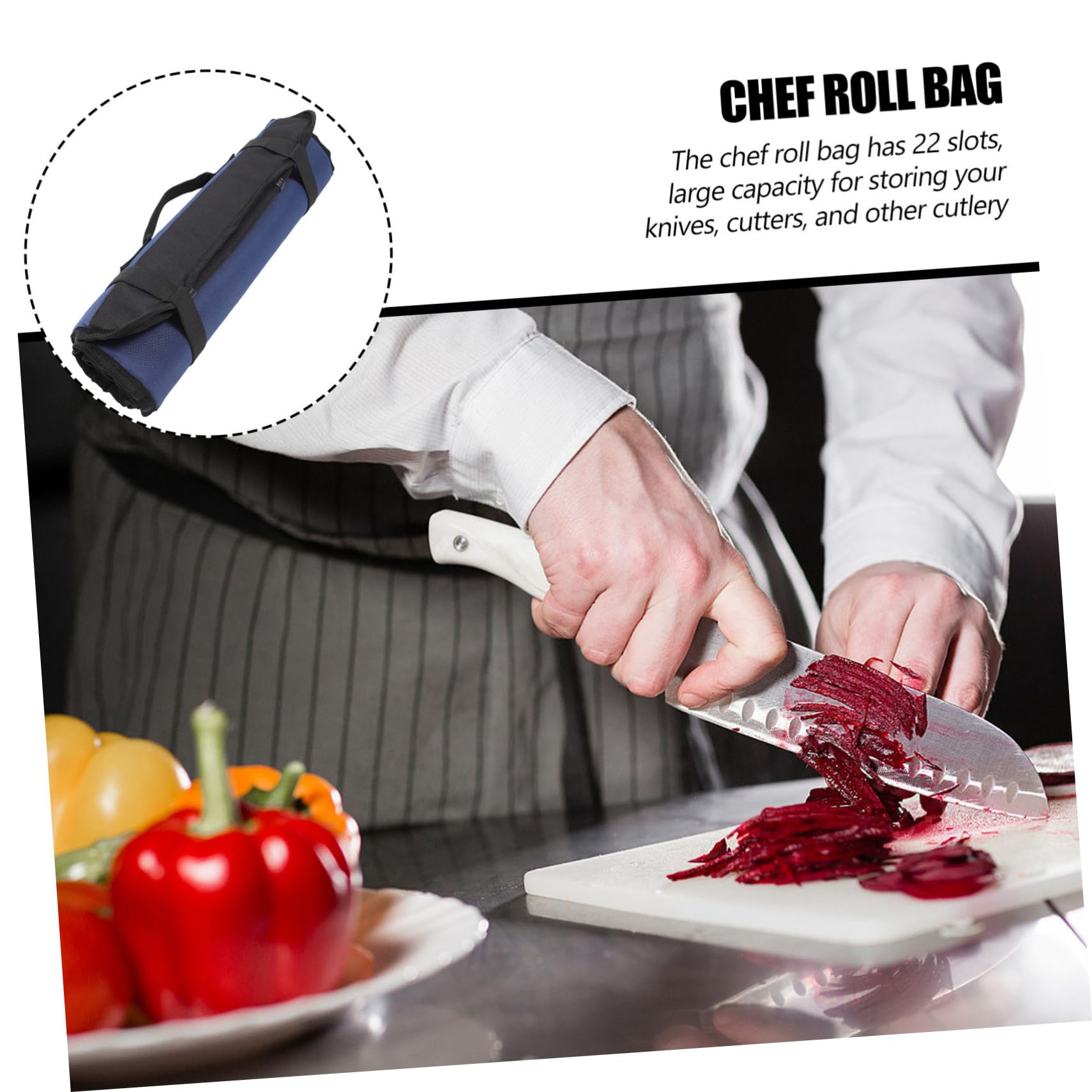 Cabilock 1Pc Chef Knife Roll Bag Slots Portable Cutlery Holder for Kitchen Organization Oxford for Home Restaurant and Bar Use Lightweight Design for Easy Transport