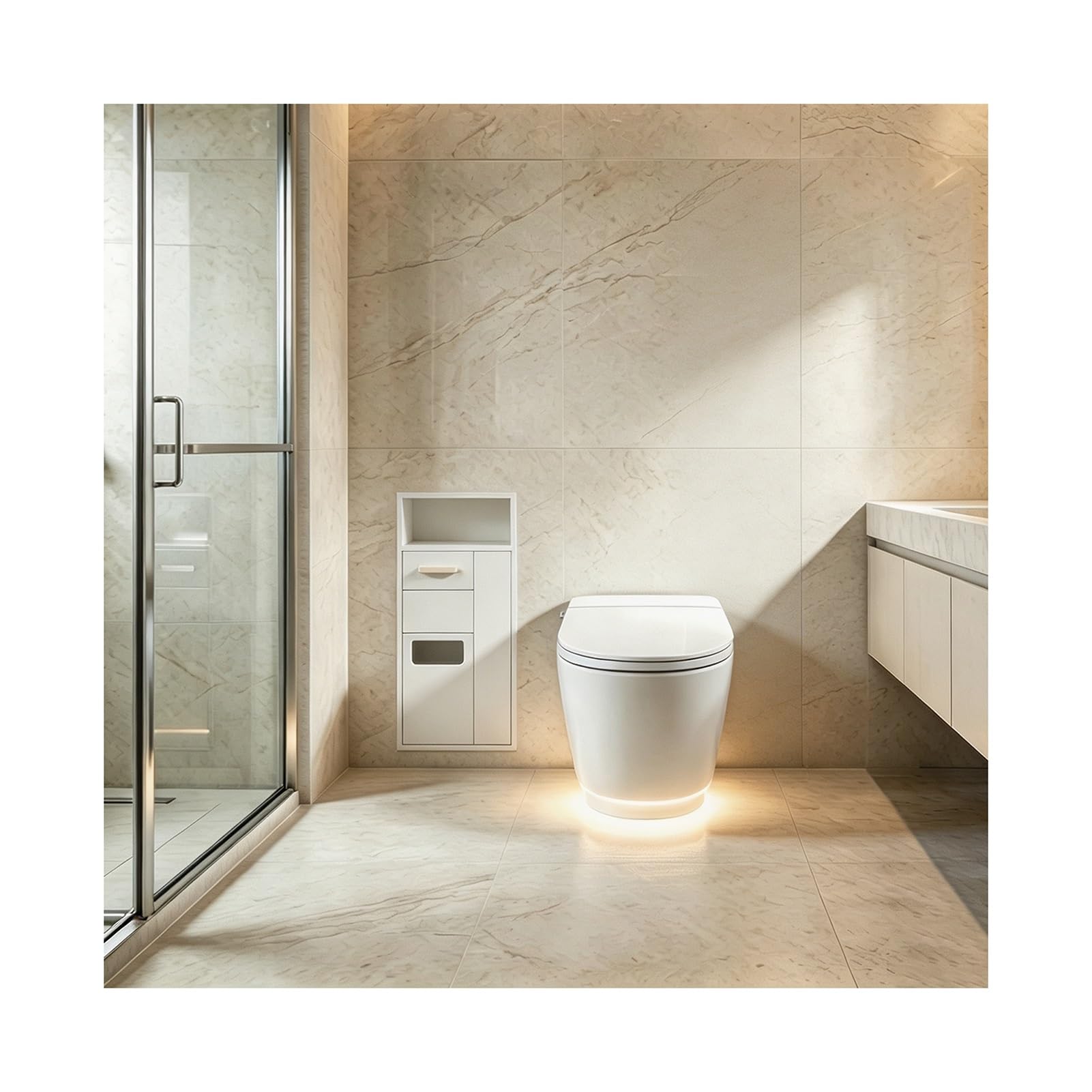 Znqndsr White Recessed Shower Niche, Hidden Toilet Paper Holder For Bathrooms