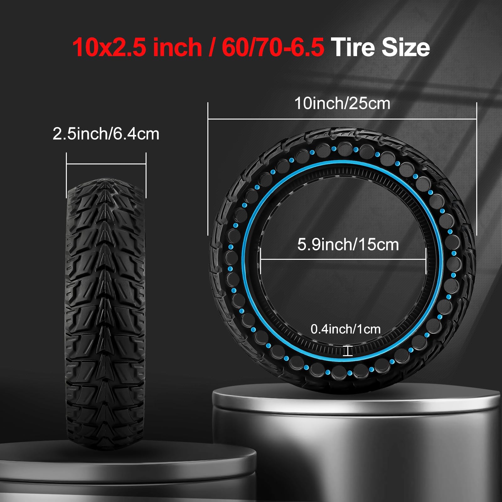 BANGTING Pneumatici 60/70-6.5 10x2.50-6.5 per Segway Ninebot Max G2/G30/G30D/G30E/G30LP/G30D II/G30 Max, Gomme Piene, 10x2.5 Pollici (Blu)