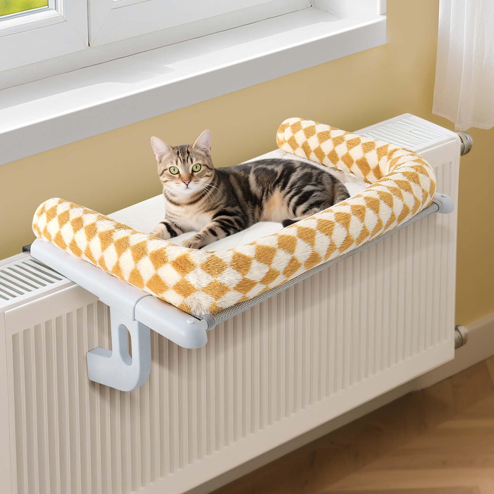 hängematte heizung für katzen GUUSII HOME Heizungsliege Katzenliege Balkon Katzenbett Bettkante Hängen Liegeplatz Einhängen Bett Heizkörper Katze Heizungsliegekatzen 56 * 38cm Halten 18kg(Braun,S) Haustier eco friendly Campingplatz Henne Strand Resort Farbe:Tangelo/Merkur