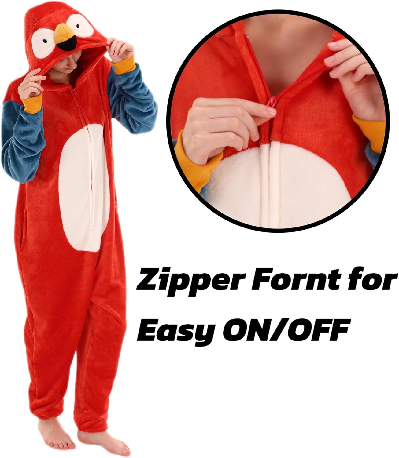 COSUSKET Snug Fit Unisex Adult Onesie Pajamas, Flannel Cosplay Animal One Piece Halloween Costume Sleepwear Homewear - Image 3