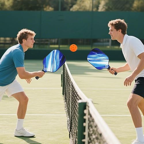 Miniatura 7 de Palas de pickleball de fibra de vidrio con estructura de panal de abejas de polipropileno, raqueta ligera de pickleball con mango acolchado, juego