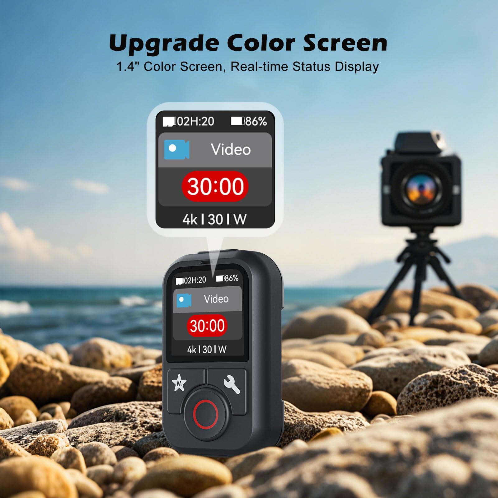 Telecomando Remote Controllo per GoPro Hero: Senza fili Bluetooth Controller fotocamera per GoPro Hero 13 12 11 10 9 8 Black MAX Telecomando con cinturino da polso Display LCD a colori
