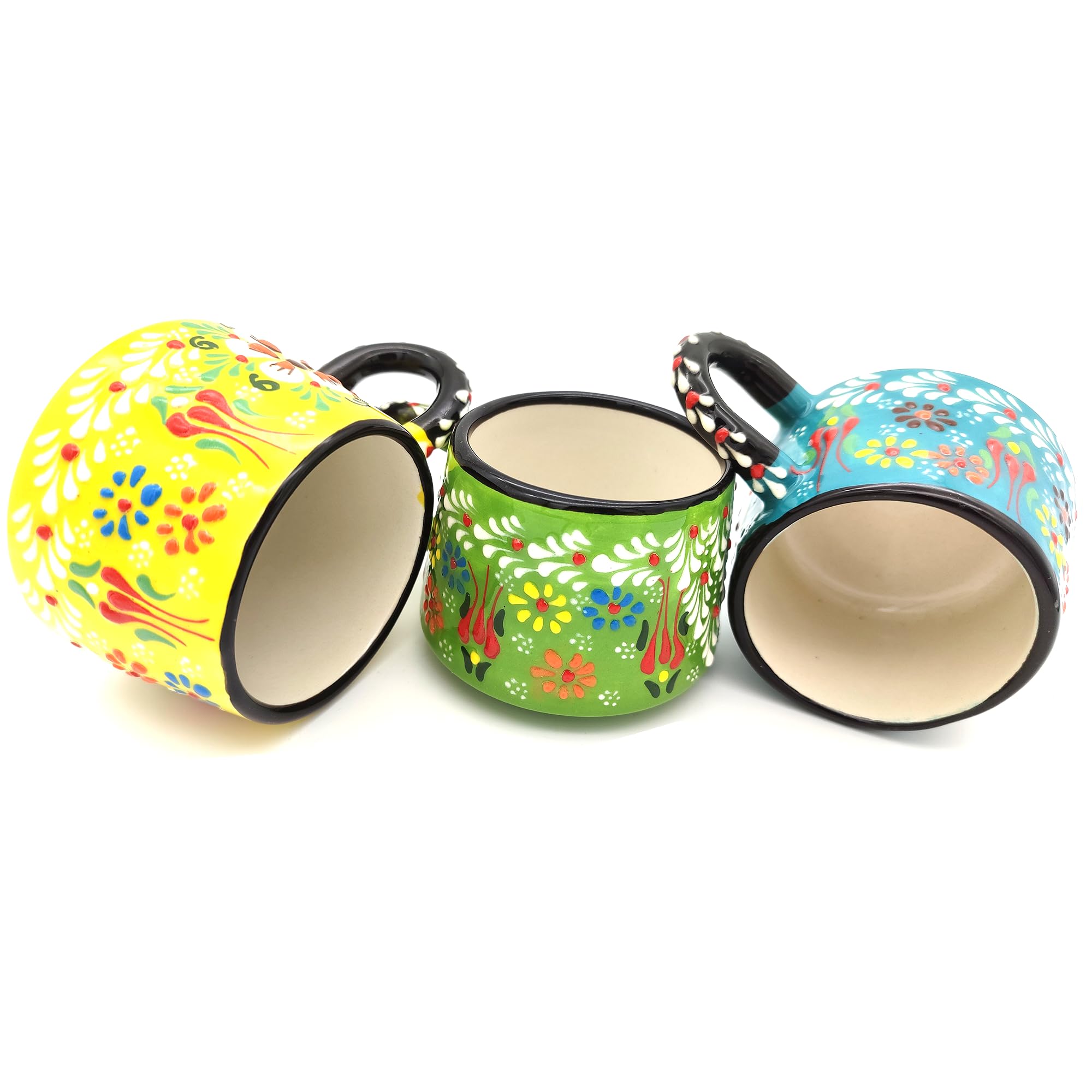 Juego de 6 tazas de café de cerámica hechas a mano de 6 onzas para tazas de espresso, juego de tazas de café multicolor para té, capuchino, café con leche, 180 ml