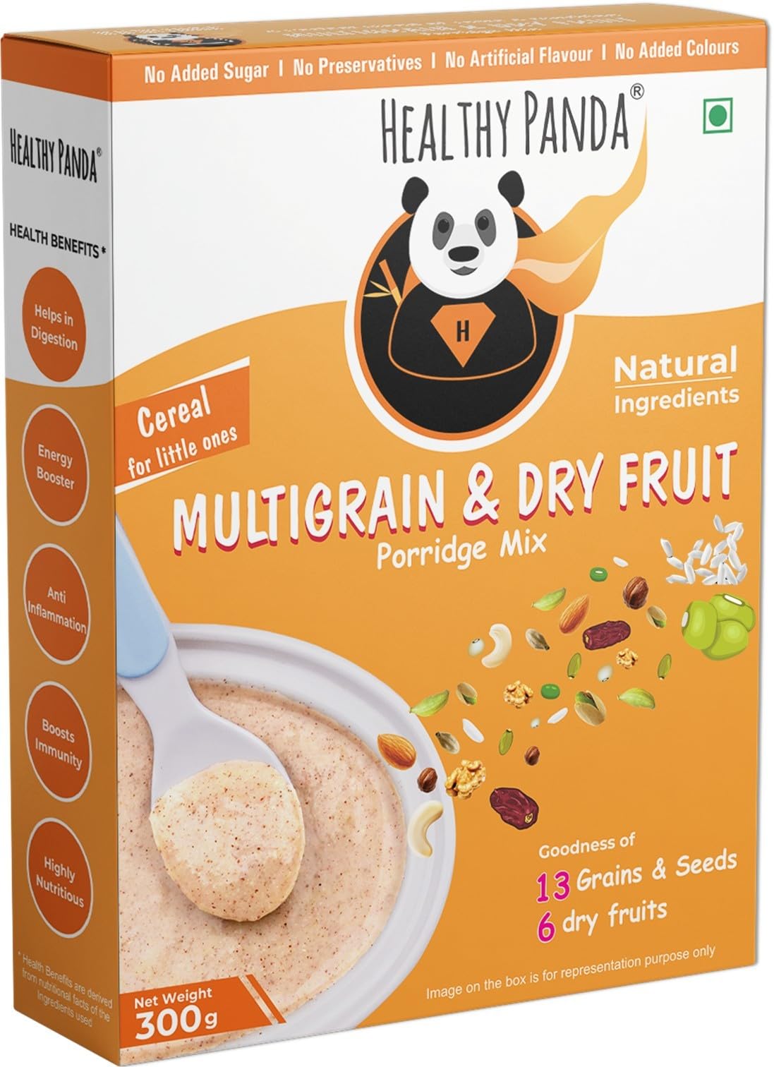 Healthy Panda Organic Multigrain Cereal with Dryfruits | 300 G | Sprouted Sathumaavu Mix | Multigrain Health mix | 13 Grains & 6 Dryfruits | 100% Fresh & Natural.-image-48