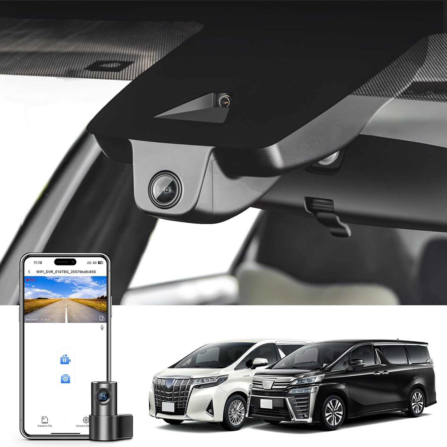 Mangoal フロント 4K とリア 1080P ドライブレコーダー トヨタ アルファード & ヴェルファイア 2018 2019 2020 2021 2022 2023（モデル A）に適合 OEM外観 隠しドラレコ 2160p UHDビデオ 夜間撮影 アプリとWiFi 取り付け簡単 128GBカード付き GPS