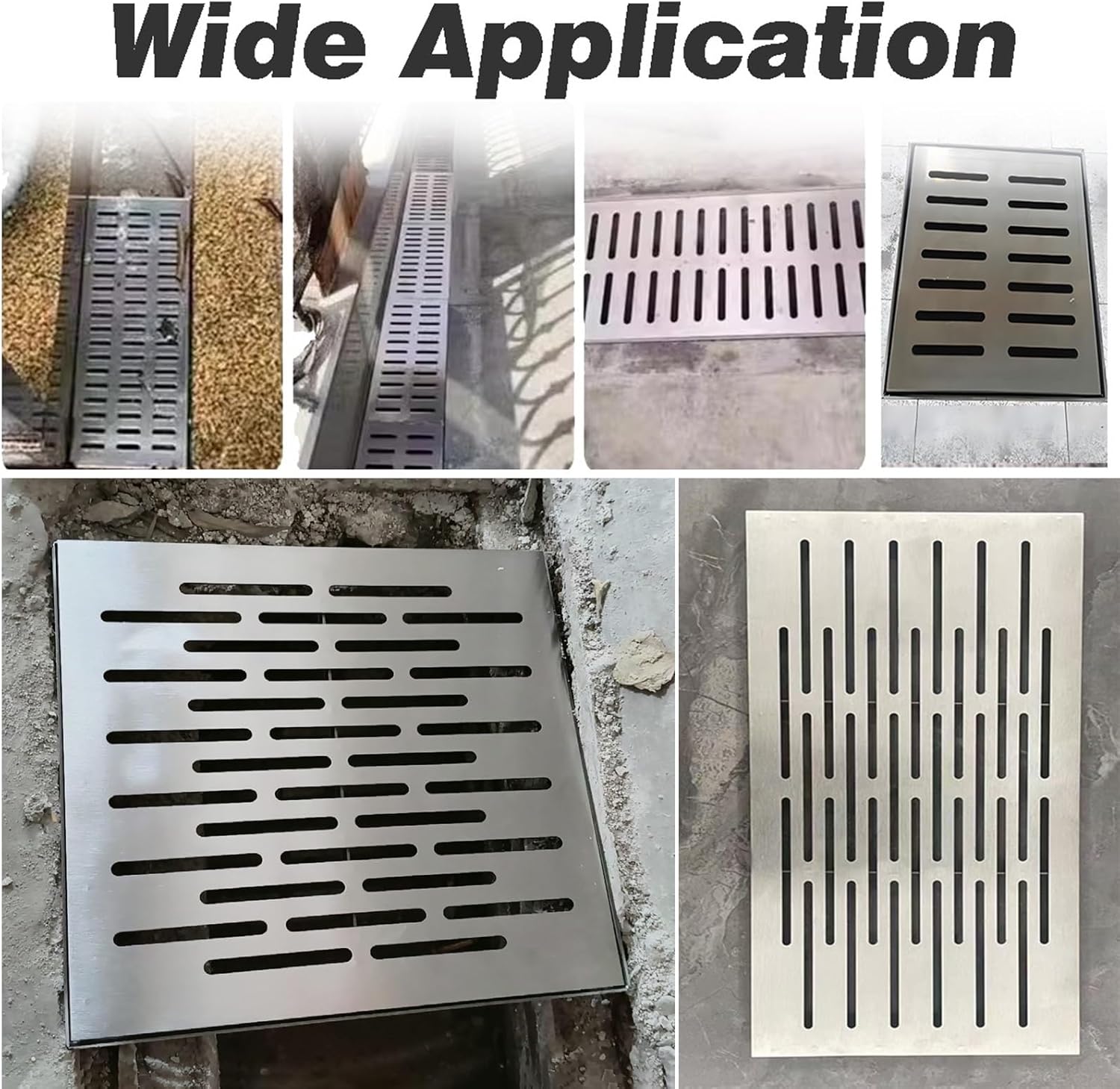 Heavy Duty Shower Drain Grate 80x30cm, Square Trench Channel Cover for Pool Deck, Patio, Garage & Garden, Linear Drainage Grating Replacement, Durable Catch Basin Solution