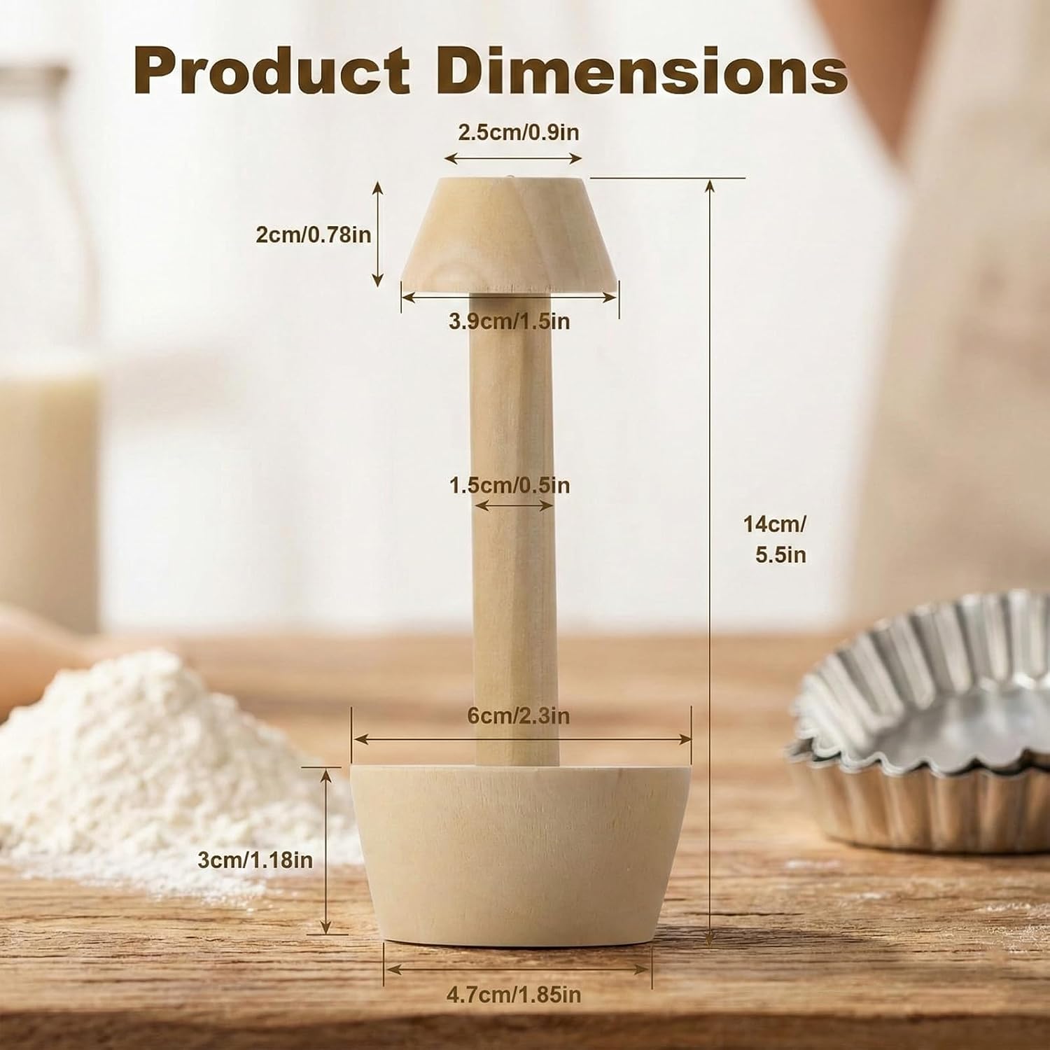 2Pcs Tamper Pastry Tamper, Double Side Wooden Egg Tampers Mold, For Kitchen Party Baking Tools