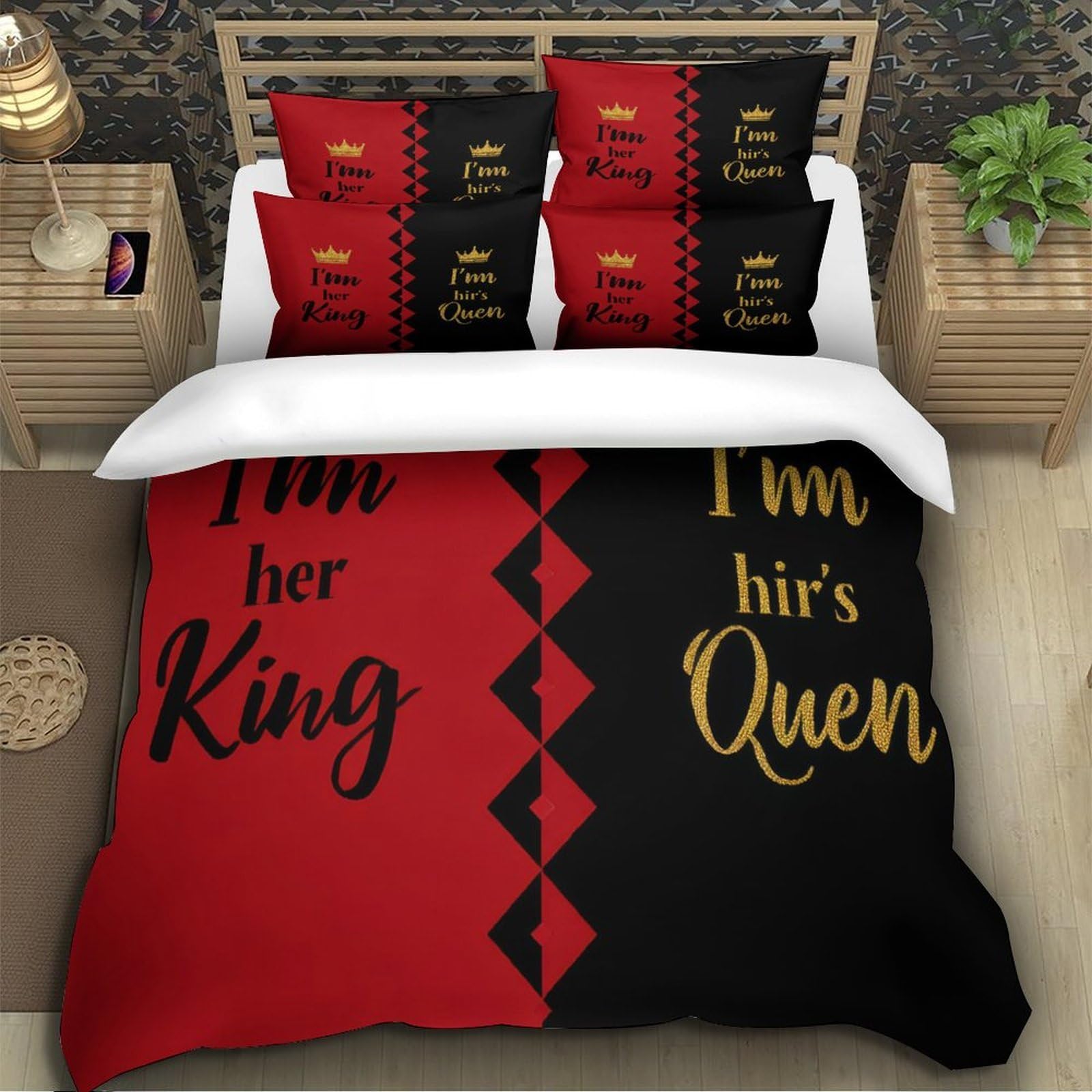 Romantisches Pärchen-Design 3D-Druck 3er-Set Bettdeckenbezug Kuschelbezug Mikrofaser Hypoallergen Staubmilbenfest für Jungen Mädchen Frauen Super King（260x220cm）