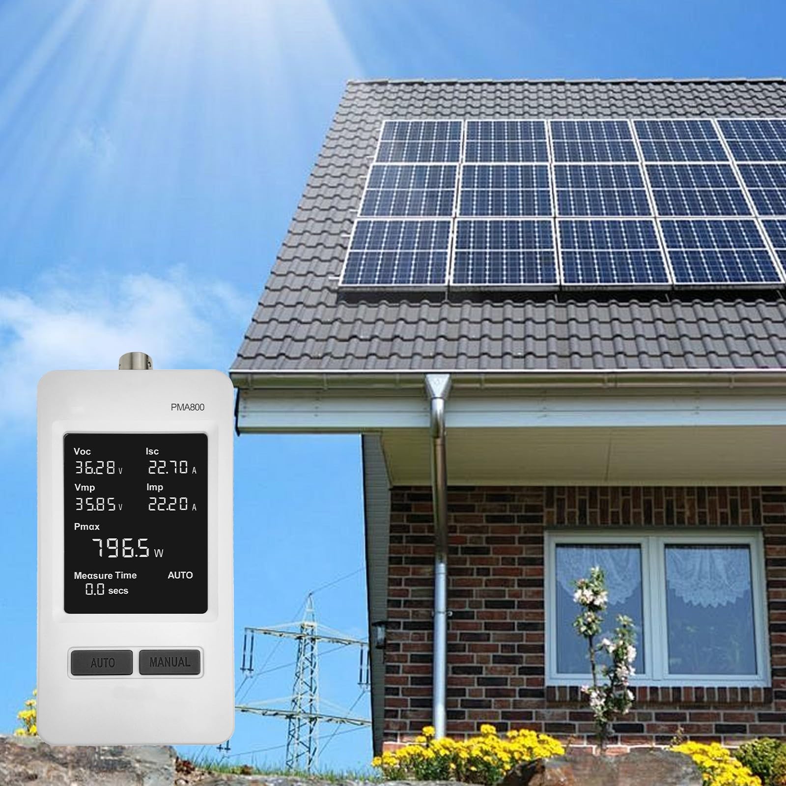 Multimetro Solare con Tecnologia MPPT e Display per e Analisi Strutture Fotovoltaiche Misuratore Presa Digitale per Pannelli Solari