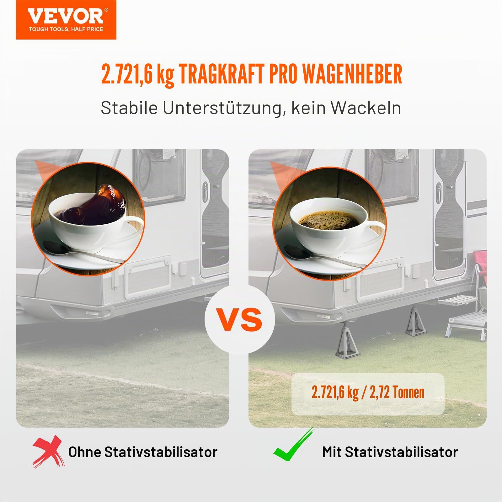 VEVOR 4-teilige Unterstellböcke Kfz Stapel-Wagenheber Rangierwagenheber 2,72 t Heber Ständer Autoheber 280–435 mm, Wohnmobil Stützanhänger Wagenheber Wohnmobil-Stabilisierungsstützen