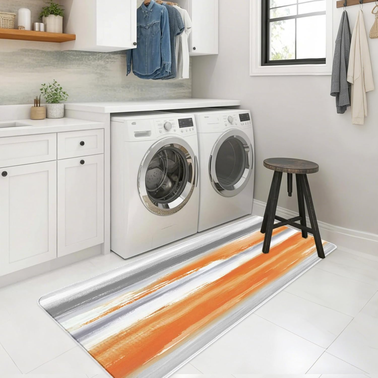 Modern Style Kitchen Mats Set of 2 Gradient Color Abstract Artistic Sunset Cloud Casual Non Slip Mat Washable Floor Rug for Kitchen Sink Floor Laundry, 23.6"x35.4"+23.6"x70.9"