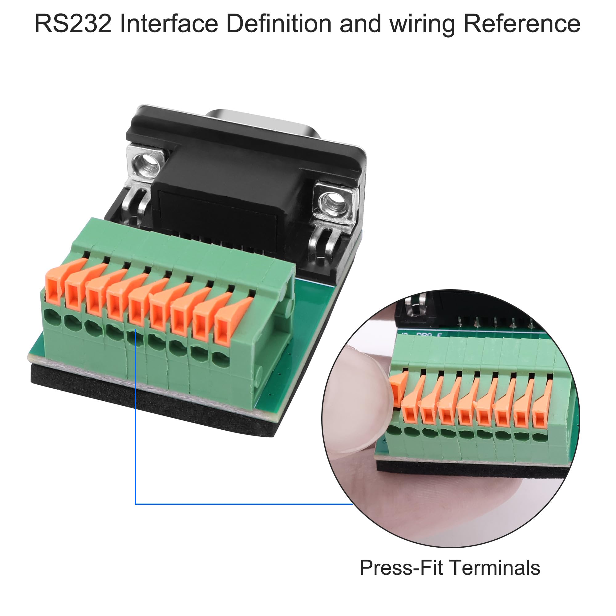 Adaptateur DB9 sans soudure RS232 D-SUB femelle vers connecteur à ressort 9 broches