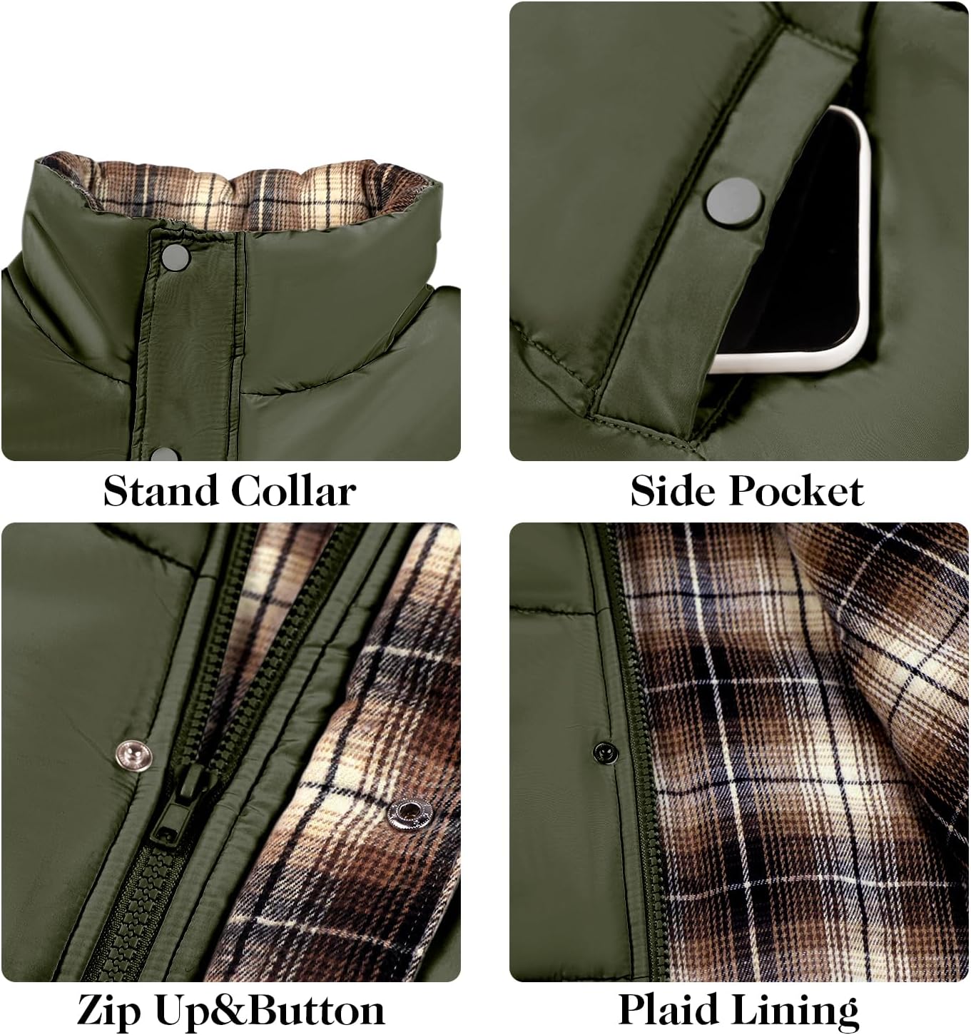 ECOWISH Women's Cropped Puffer Jacket Coat 2025 Winter Warm Stand Collar Short Quilted Jackets Outerwear with Pockets - Image 6