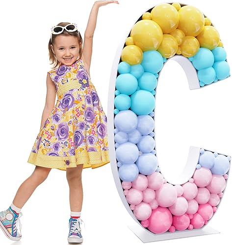 Xiomot Marco de globos de marquesina de 4 pies con diseño de mosaico iluminado letra grande de espuma precortada letra S para cumpleaños boda baby