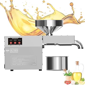 Oil Press Machine Hot/Cold Electric Automatic Oil Press Extractor for Peanuts, Sesame, Sunflower Seeds, Coconuts, Soybeans, Flaxseed, Peanuts, Sesame and Sunflower