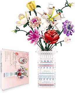Flower Bouquet Building Set with Adjustable Vase, Artificial Plant Flowers Building Blocks Creative Toys Project for Home Decor, Mother's Day, Christmas, Valentine's Day, 730Pcs