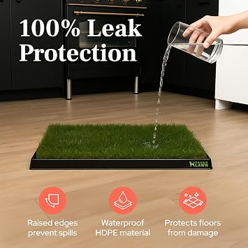 DoggieLawn Non-Spill Dog Potty Training Tray - Leak-Proof HDPE Plastic Grass Pad Holder for Apartments & Urban Homes - Reusable & Washable-Perfect for Indoor Dogs & Puppies Standard (25x16.5x1.5)