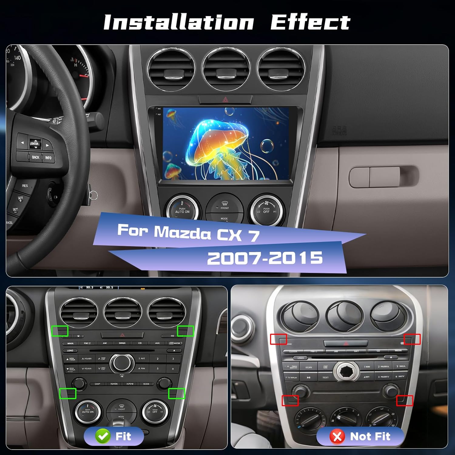 [4+128G] NHOPEEW Car Radio for Mazda CX7 CX 7 CX-7 2008-2015, 9 Inch HD Incell Touchscreen Car Stereo with Wireless Carplay and Android Auto, GPS Navigation, 5G WiFi, EQ Audio, SWC + AHD Backup Camera