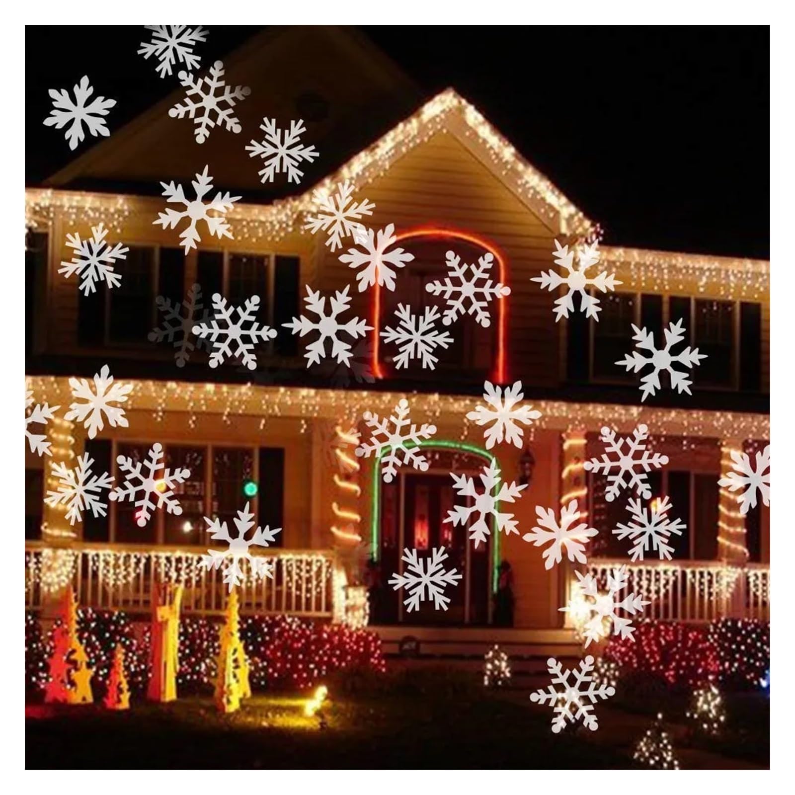 Proyector de Halloween, Luz Solar de discoteca con copos de nieve de Navidad, lámpara de proyector con efecto de Nevada móvil IP65 for decoración de boda, fiesta de año nuevo(Bianco)