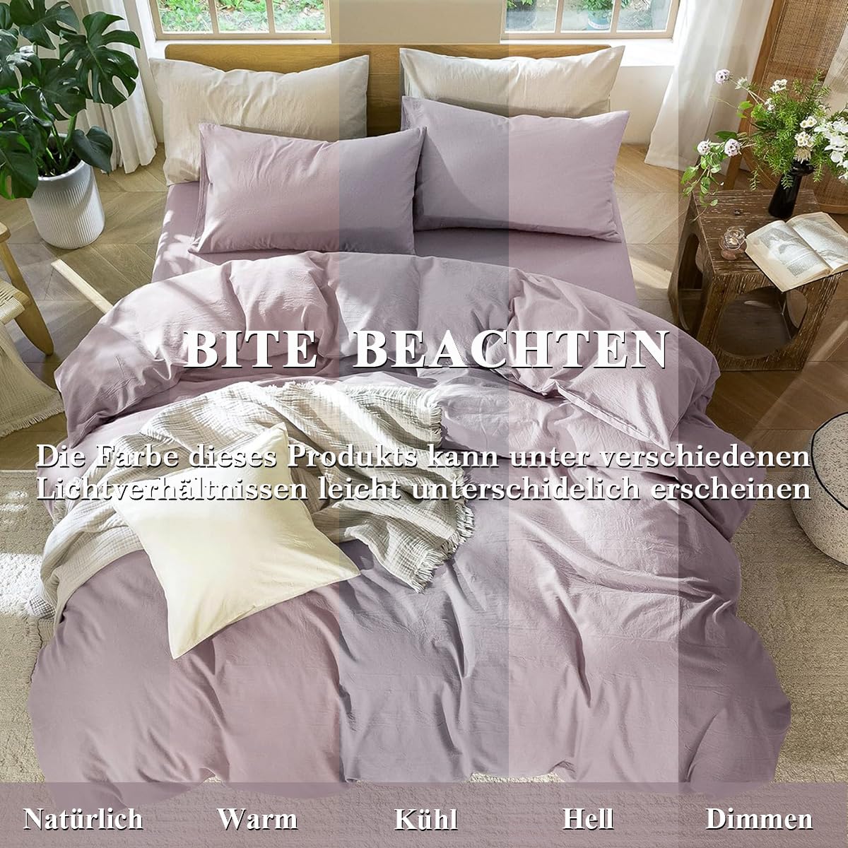 Lanqinglv Pościel 220 x 240 cm, bawełna, zestaw pościeli Taro Purple z motywem Stone Washed, 1 poszwa na kołdrę 220 x 240 cm i 2 poszewki na poduszkę 80 x 80 cm, pościel z zamkiem błyskawicznym