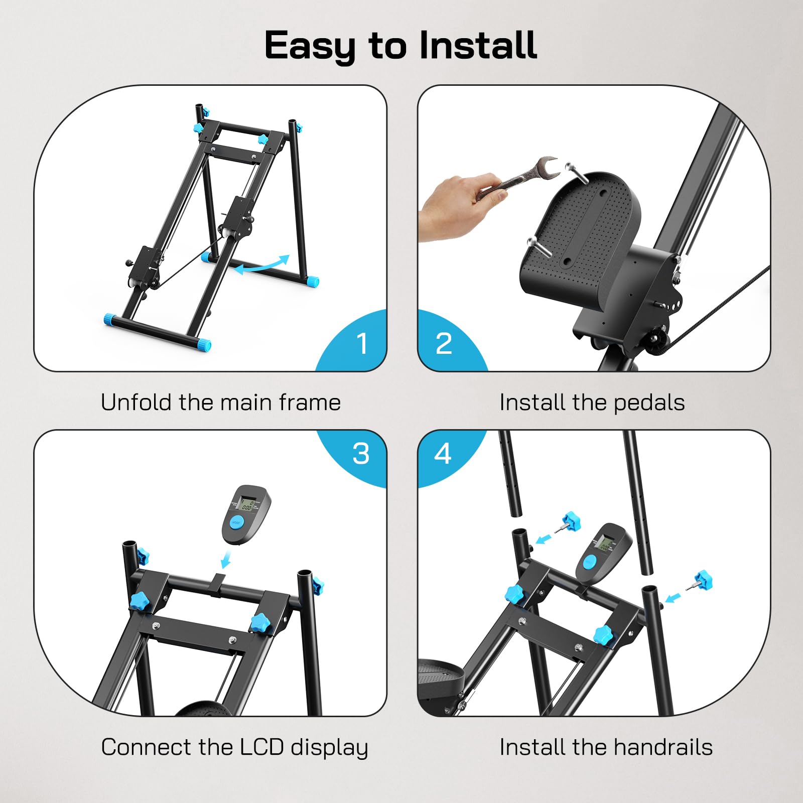2025 nuovo stepper per la casa, macchina Vertical Climber Stairmaster per allenamento di tutto il corpo, Compact Folding Cardio Esercizio Climber con passo esteso, manubrio e pedali regolabili (nero)