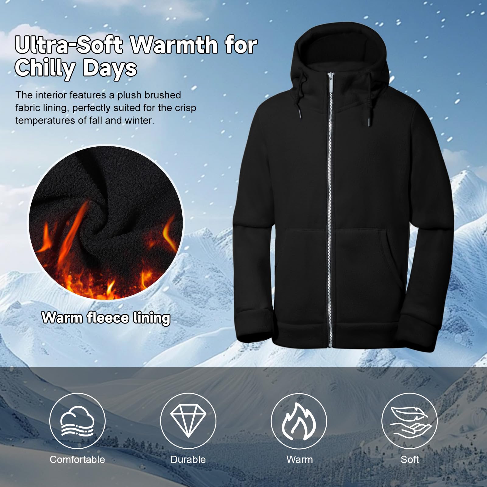 BWBIKE Sudaderas con Capucha y Cremallera Completa para Mujer Forradas en Vellón Acogedoras Manga Larga Sudaderas Gruesas Chaqueta Casual Suave y Cálida Ropa Exterior con Capucha