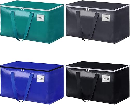 StorageRight Bolsas de mudanza, cajas de mudanza resistentes, bolsas de almacenamiento con cremallera, asas reforzadas y bolsillo para etiquetas,