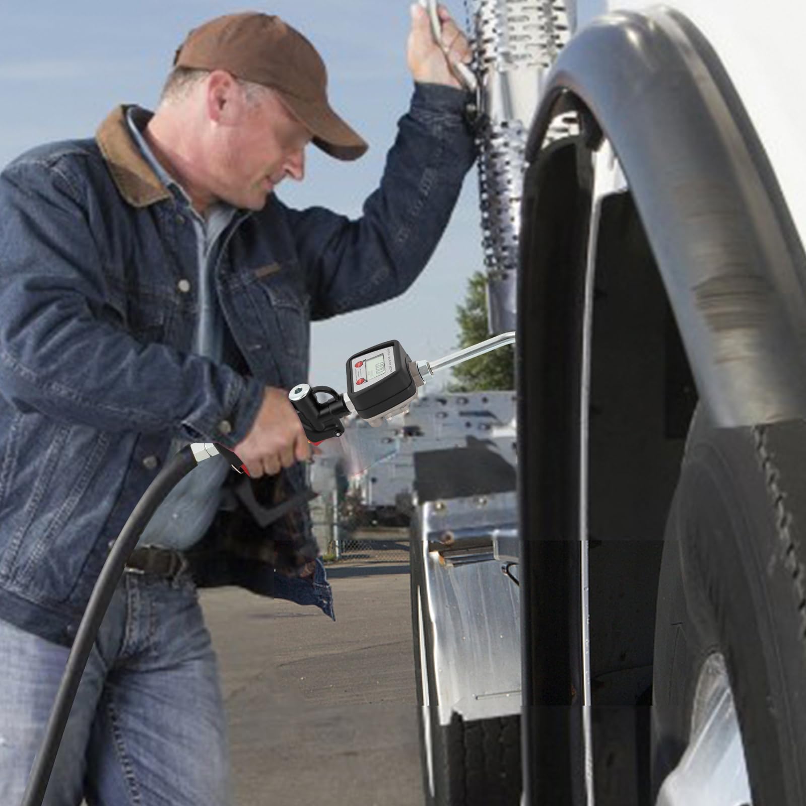 Oil Fluid Dispenser Digital Oil Control Valve Meter Nozzle 8GPM/30LPM Heavy Duty Air Operated Oil Transfer Pump Nozzle 7-1000 Psi 0.5-70bar Oil Fluid Dispenser 1/2