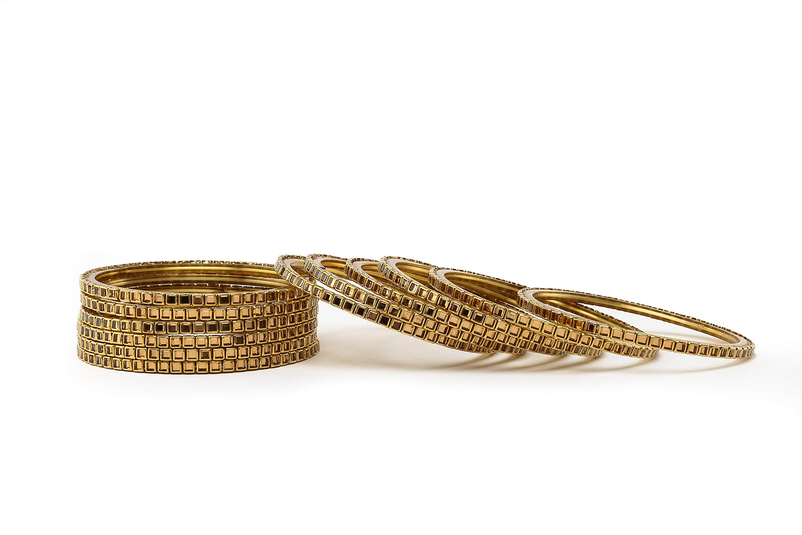 AABHAYA ARTS Thin Glass Fancy Bangles For Women & Girls Choori Full Square Kundan Work, Color Golden (Pack of 12 Bangles) (2.6) (B08SLZLPJV) Amazon Price History, Amazon Price Tracker