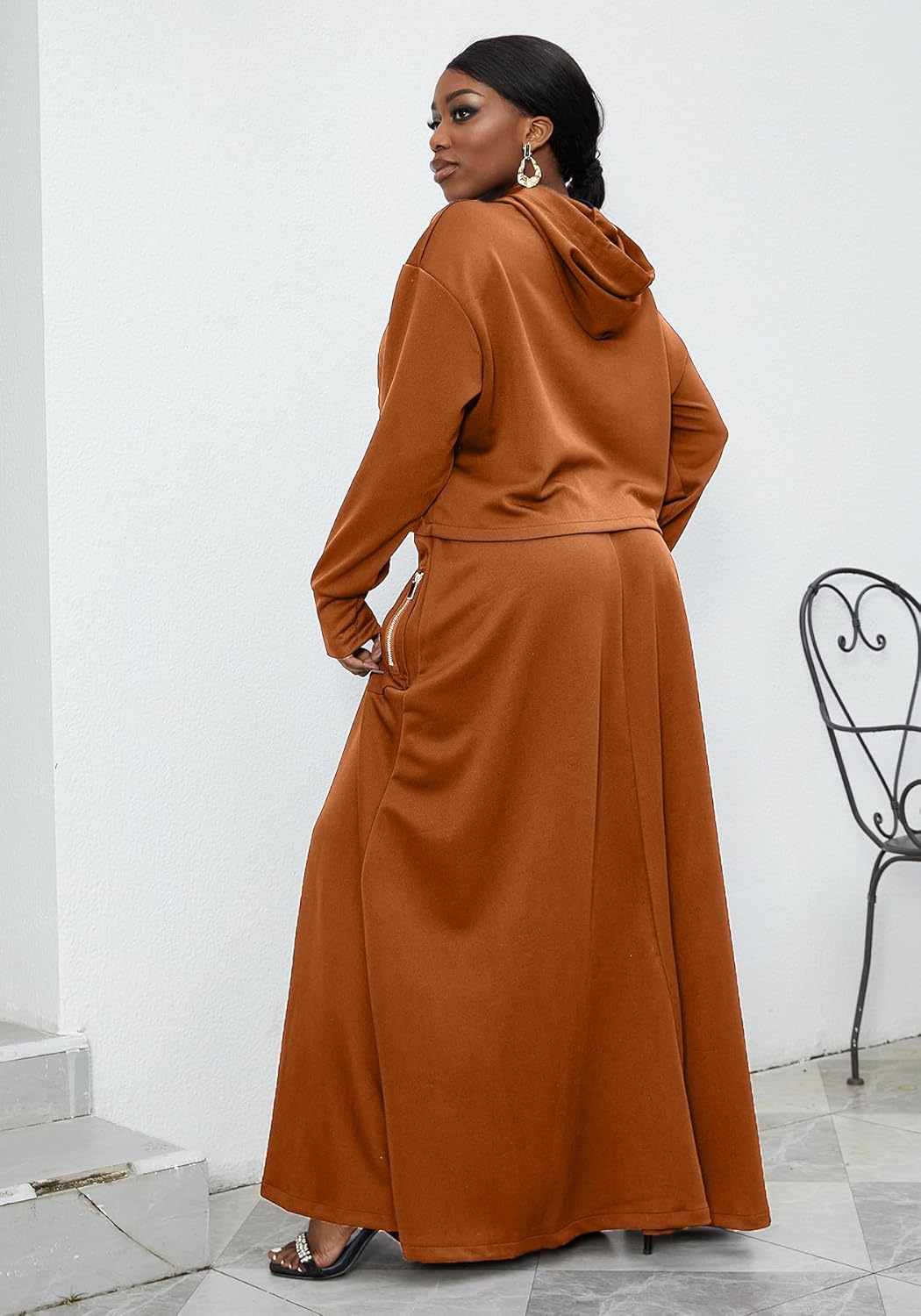 LAJIOJIO Women's 2 Piece Sets Casual Outfits,Hoodies Long Sleeves Sweatsuits and Split Maxi Skirt Lounge Sets - Image 3