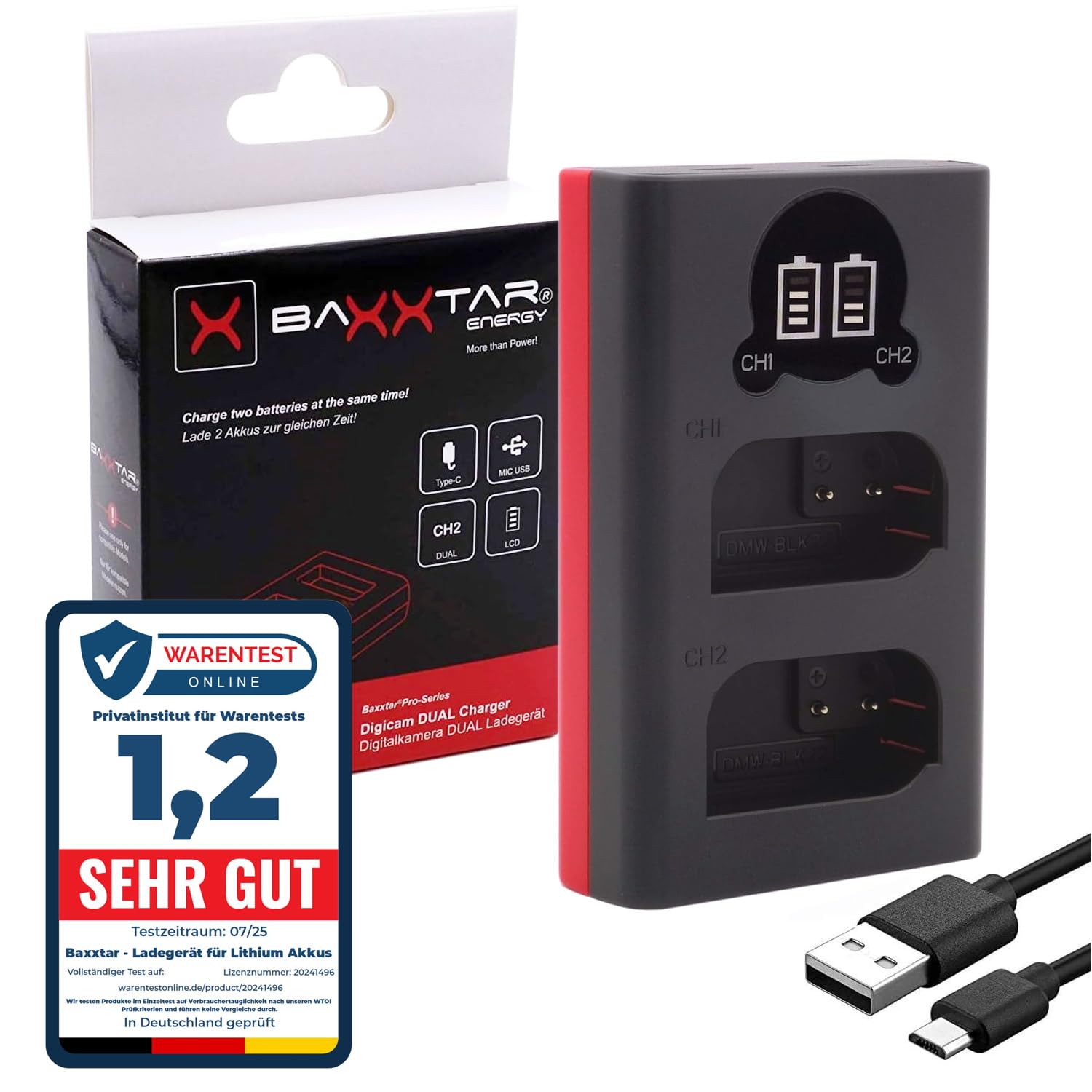 Chargeur Panasonic Lumix DMW-BTCD15E BTCD15 - Compatible Batteries BLK22 Et BLF19 Pour S9, S5, S5II, S5IIX, GH5, GH6, G9II