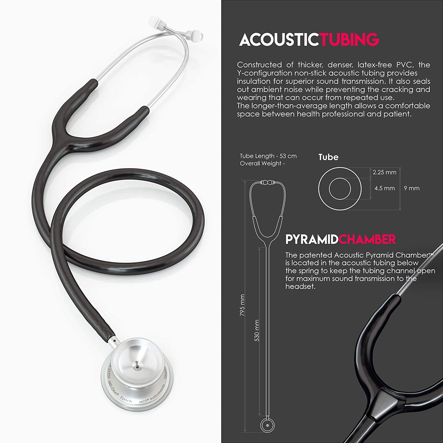 ThehomeuseMDF® MD One® Epoch Titanio Stetoscopio - Nero (MDF777DT-11)