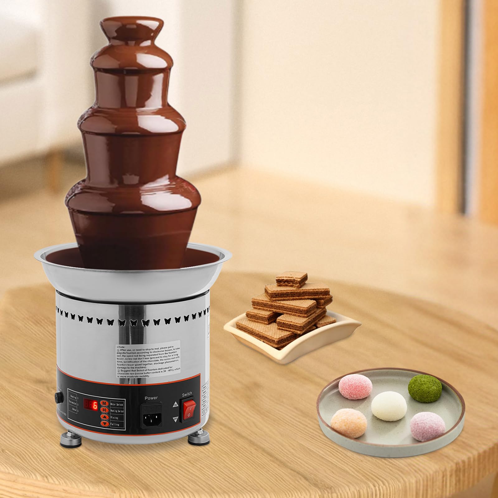 Xuthusman Chocolate Fountain Machine, Automatic Chocolate Waterfall Machine, Stainless Steel Chocolate Fountain Melting Machine Heating Fondue Fountain for Wedding, Buffet, Party (4-Tiers)