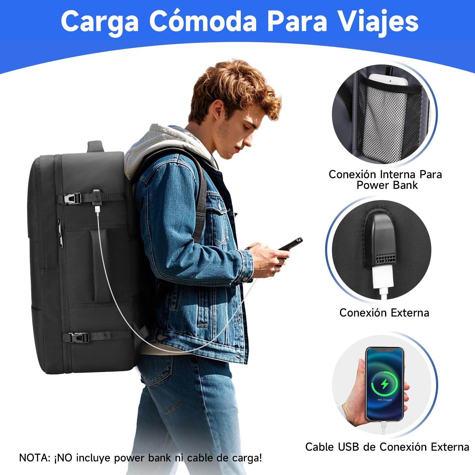 Taygeer Mochila Cabina 55x40x20, Mochila Viaje Cabina Equipaje de Mano | Bolsa para Zapatos Compartimento para Ordenador Portatil Multifuncional Impermeable para Negocios, Viajar, Trabajo