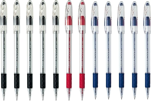 Pentel R.S.V.P. Stylo à bille, 0.7mm Point moyen, encres assorties, 12PC paquet