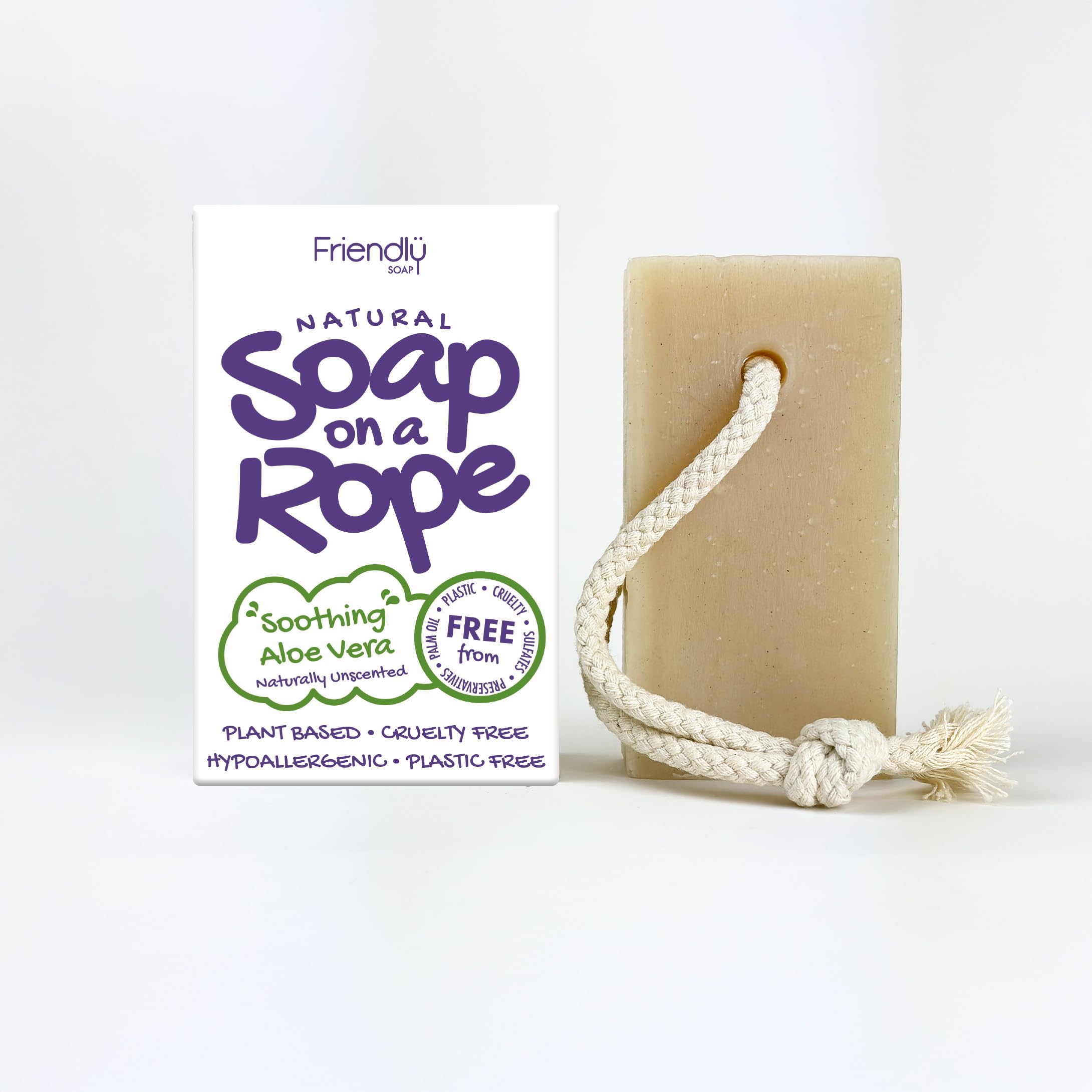 Friendly Soap - Natural Soap On A Rope - 'Soothing' Aloe Vera 125g