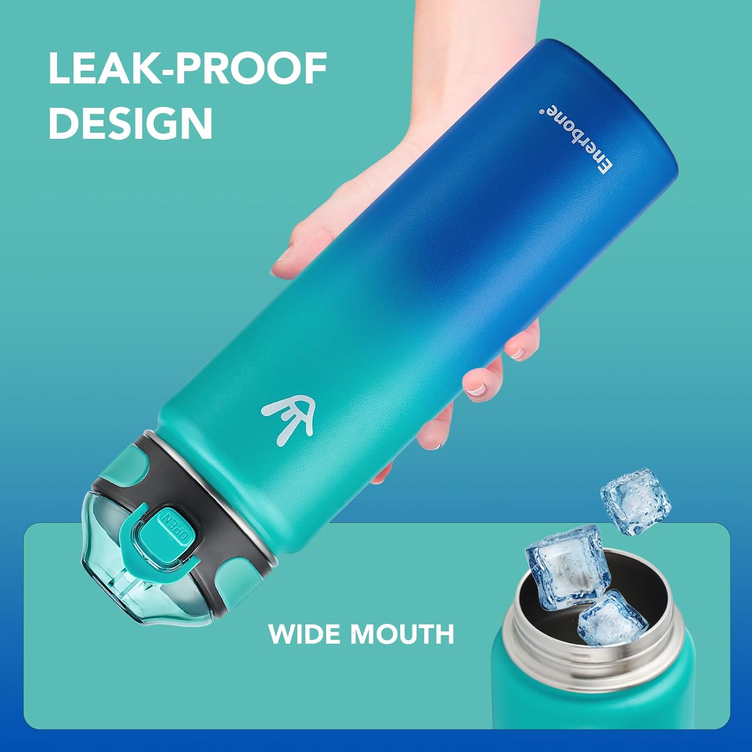 Enerbone 24 oz Insulated Water Bottle, Stainless Steel Bottle with Carrying Strap, Double-Wall Vacuum Insulation Design, Leakproof Sports Bottle with Straw, Keep Drinks Cold or Hot for Hours - Image 6