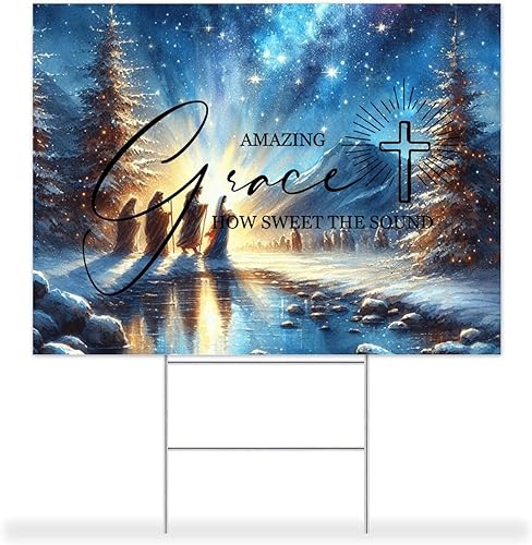 Miniatura 1 de Letreros de Pascua cristianos personalizados para patio con estacas Amazing Grace How Sweet The Sound Retro Jardín Piscina Decoración de césped al