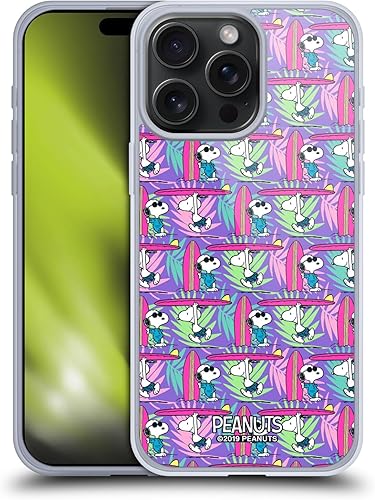 Miniatura 1 de Head Case Designs Funda de gel suave con licencia oficial de Peanuts Surf Snoopy Aloha Disco compatible con Apple iPhone 15 Pro Max