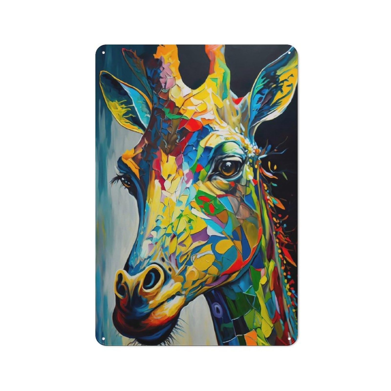 Junmoney Style-10 Colored Wild Giraffe Metal Wall Sign 30X20cm, Rustic Decor For Workshop Wall, For Vintage Wall Decor Fans, For Themed Room Decoration