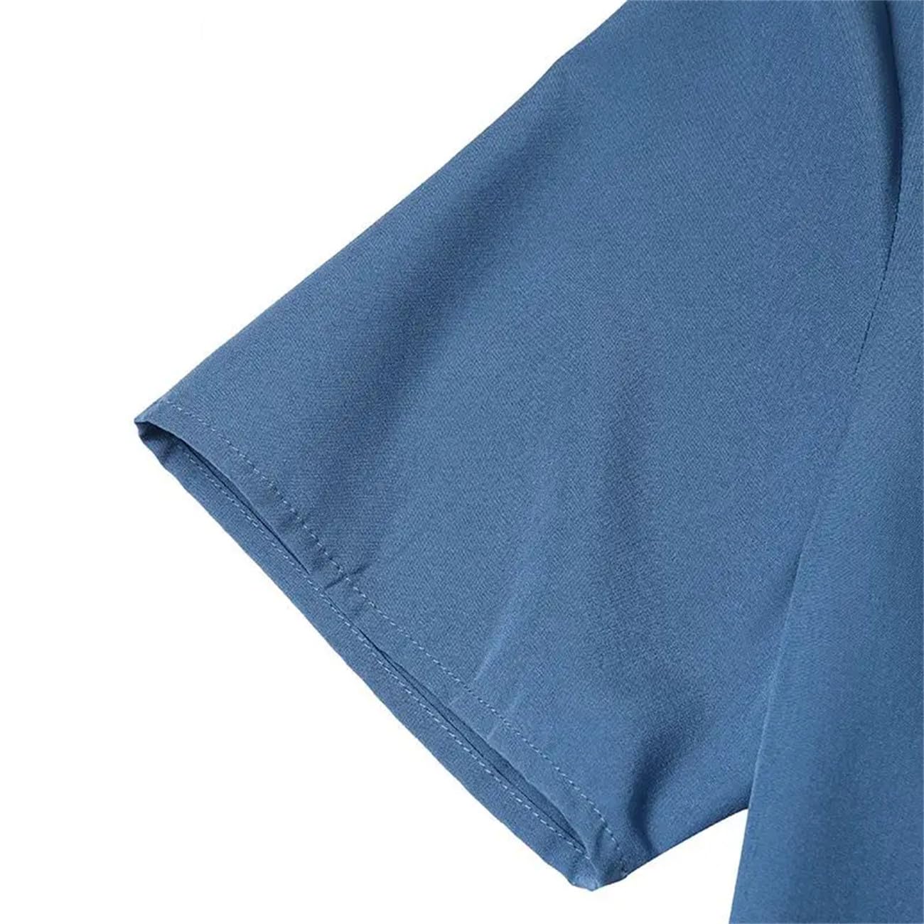 Donne Elegante Lavoro V Nek Abito Da Partito Moda Manica Corta Robe Femme Solido Pieghe Midi Abiti