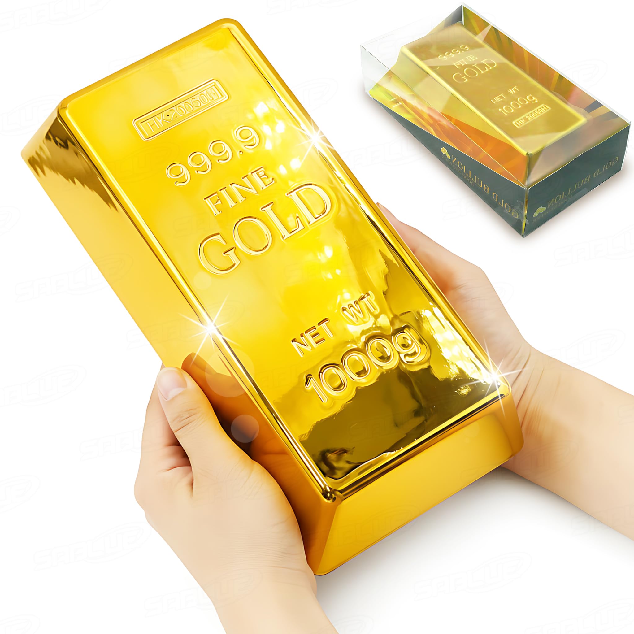 SABLUE Replica Gold Bar Fake Brick Bullion Plastic Event Party Supplies Decorations Centerpieces(L)