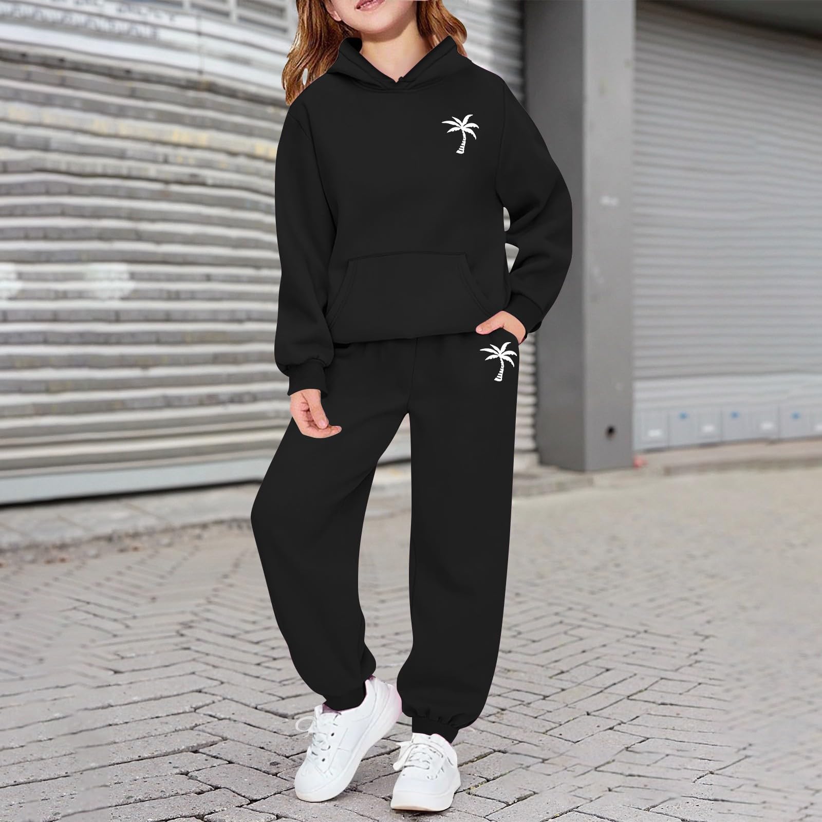 Jogginganzug Mädchen Jungen Bekleidungssets Winter Hoodie Warm Kuschelig Kleidung Zweiteilig Outfits für Kinder Trainingsanzug Freizeitanzug Bequemes Y2K Hip Hop Baggy Kinder Sportsachen Jungen