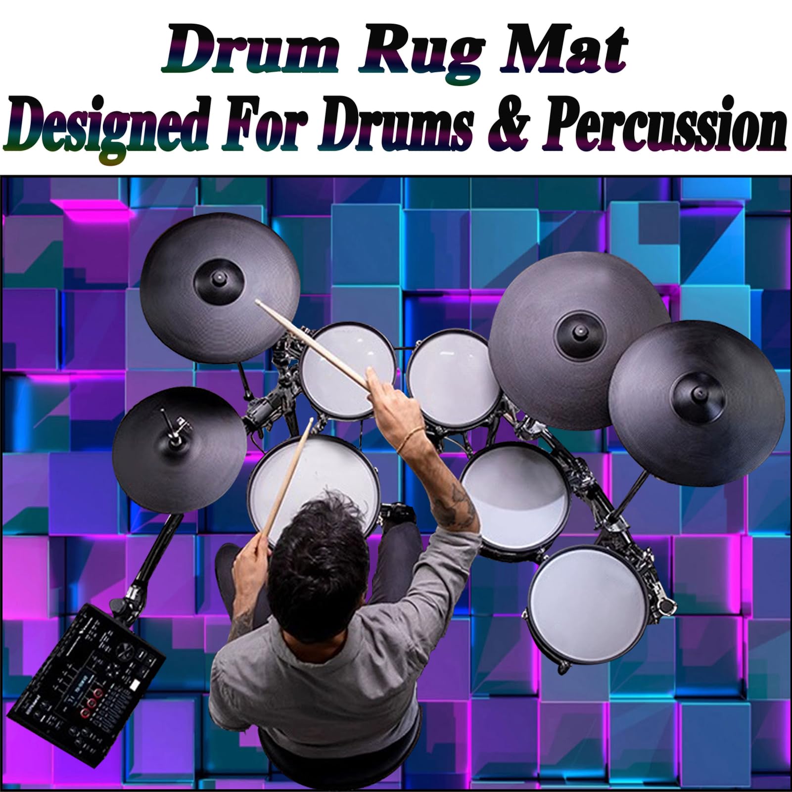 Drum Teppich Schlagzeug Teppich Schlagzeugteppich Schallschutz Teppich Schallschutzmatte Drum Rug Drum Matte Drumteppich Musikinstrumente Bodenmatte rutschfeste Trommel Teppiche 160 x 120 cm