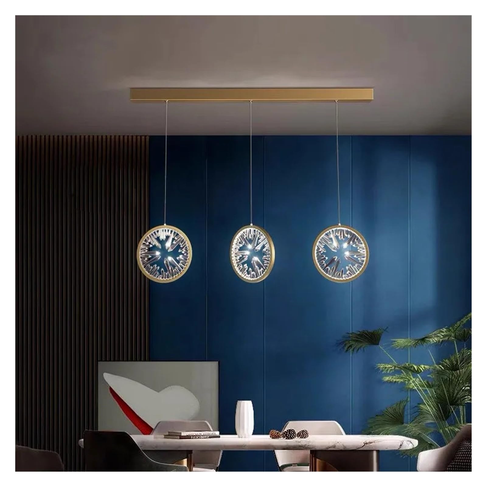 Lustre circulaire à LED en cristal authentique pour entrée de villa haute