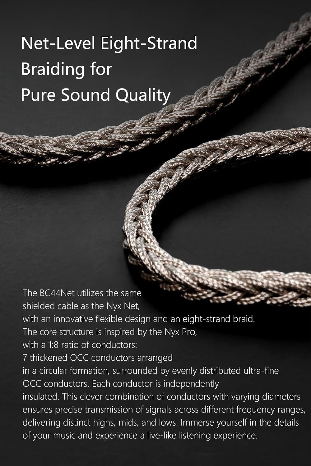 ddHiFi BC44Net Dual-Layer Reinforcement 4.4mm Balanced 15 cm Shielded Audio Cable, with Net-Level Eight-Strand Braiding