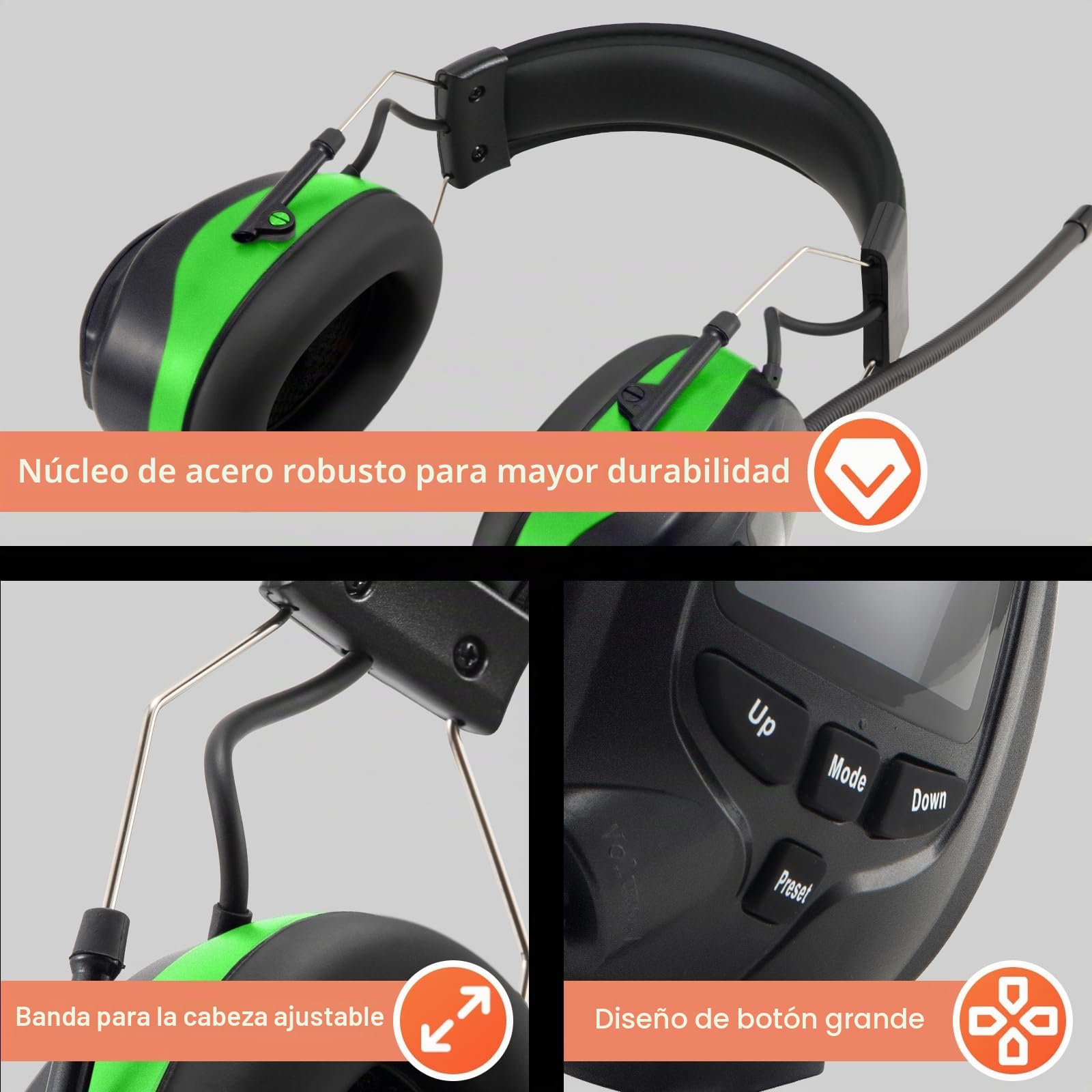 Cascos Antiruido Bluetooth, con Radio FM/DAB/DAB+,micrófono integrado,cascos insonorizacion para estudiar, de césped, talleres, carpinteros, SNR 30dB