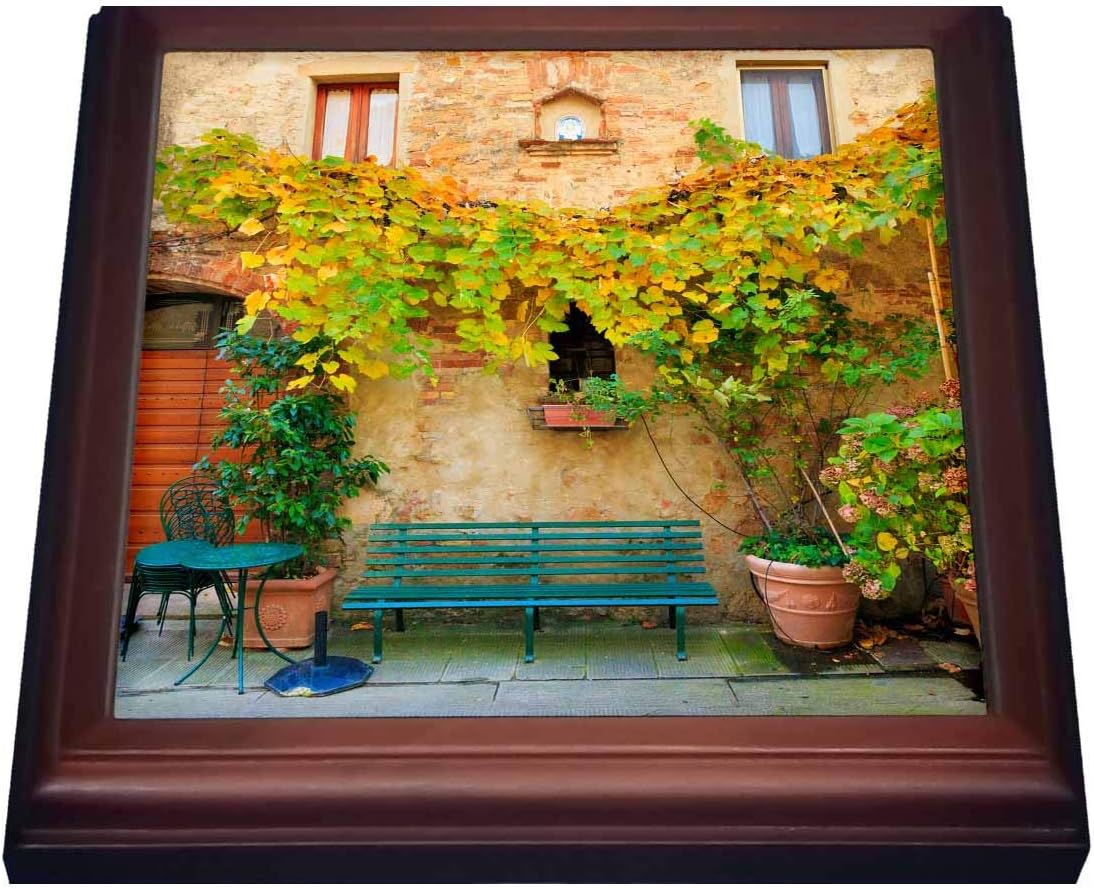 3dRose - Italy, Tuscany, Siena, Chiusure. Fall colors and park bench. - Trivet - (trv-330301-1)