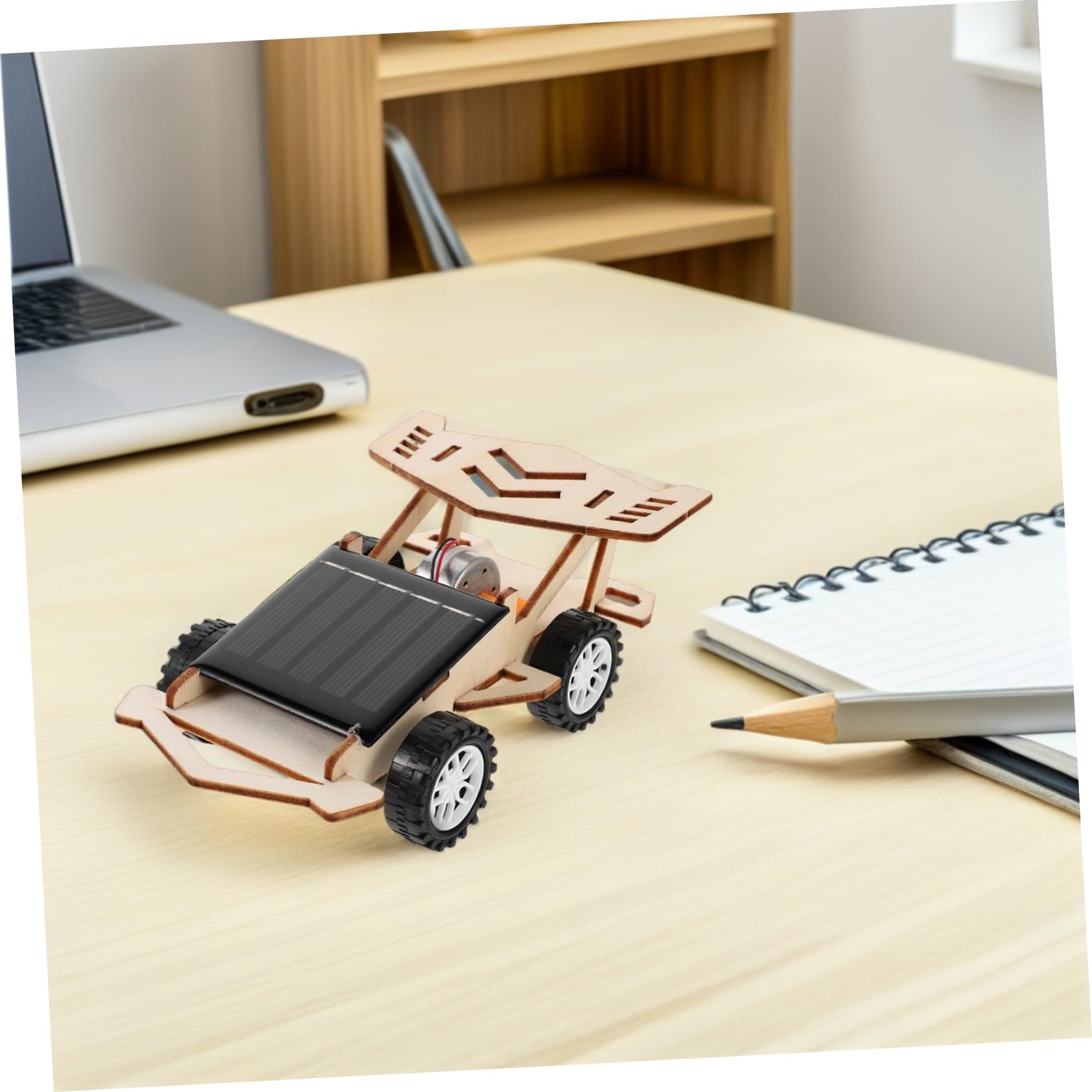 ibasenice Kit de Voiture Solaire en Bois à Monter Soi-même pour Garçon et Filles, 3 Sets DIY Éducatifs Stem Moteur Électrique, pour Bricolage Familial et Apprentissage Scientifique
